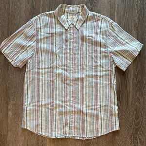 Marine Layer Striped Short Sleeve Button Up, Med/Large